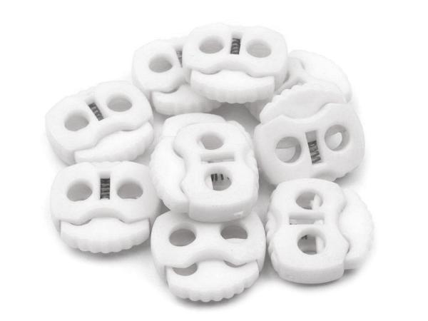 Kordelstopper mit 2 Löchern 20x20mm Weiß